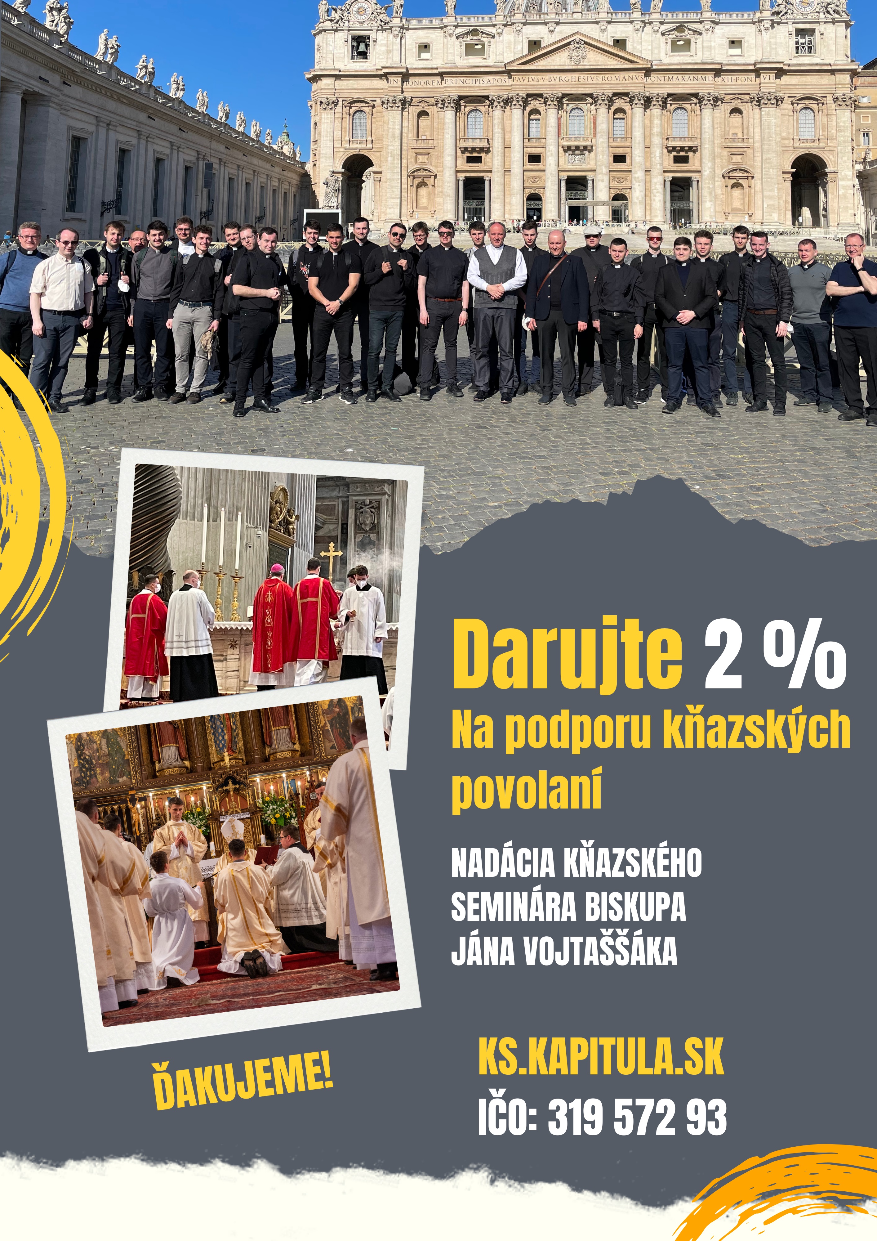 2% pre Nadáciu Kňazského seminára biskupa Jána Vojtaššáka