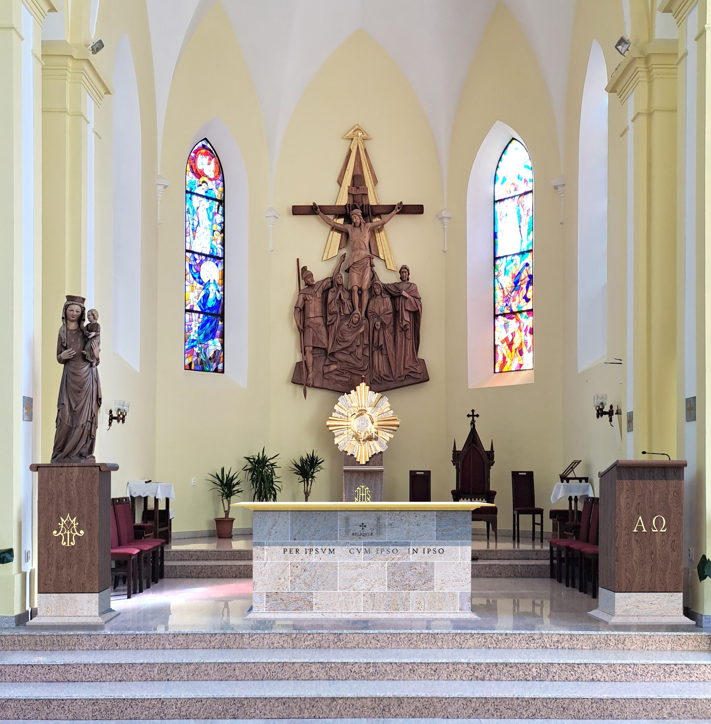 Návrh mobiliáru pre presbytérium nášho kostola