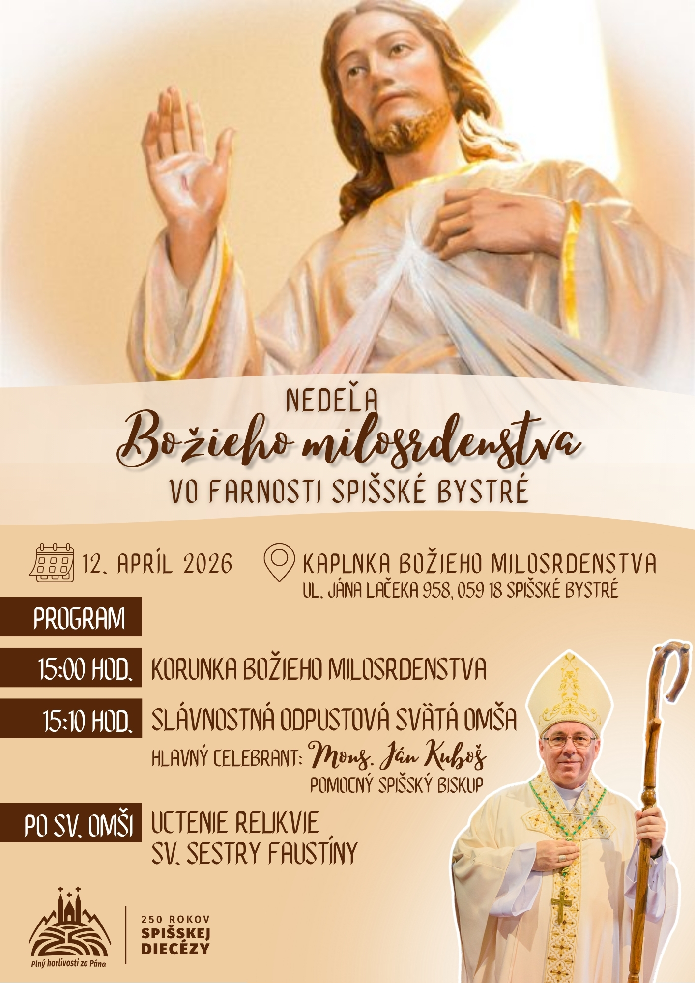 Odpustová slávnosť v Kaplnke Božieho milosrdenstva v Spišskom Bystrom