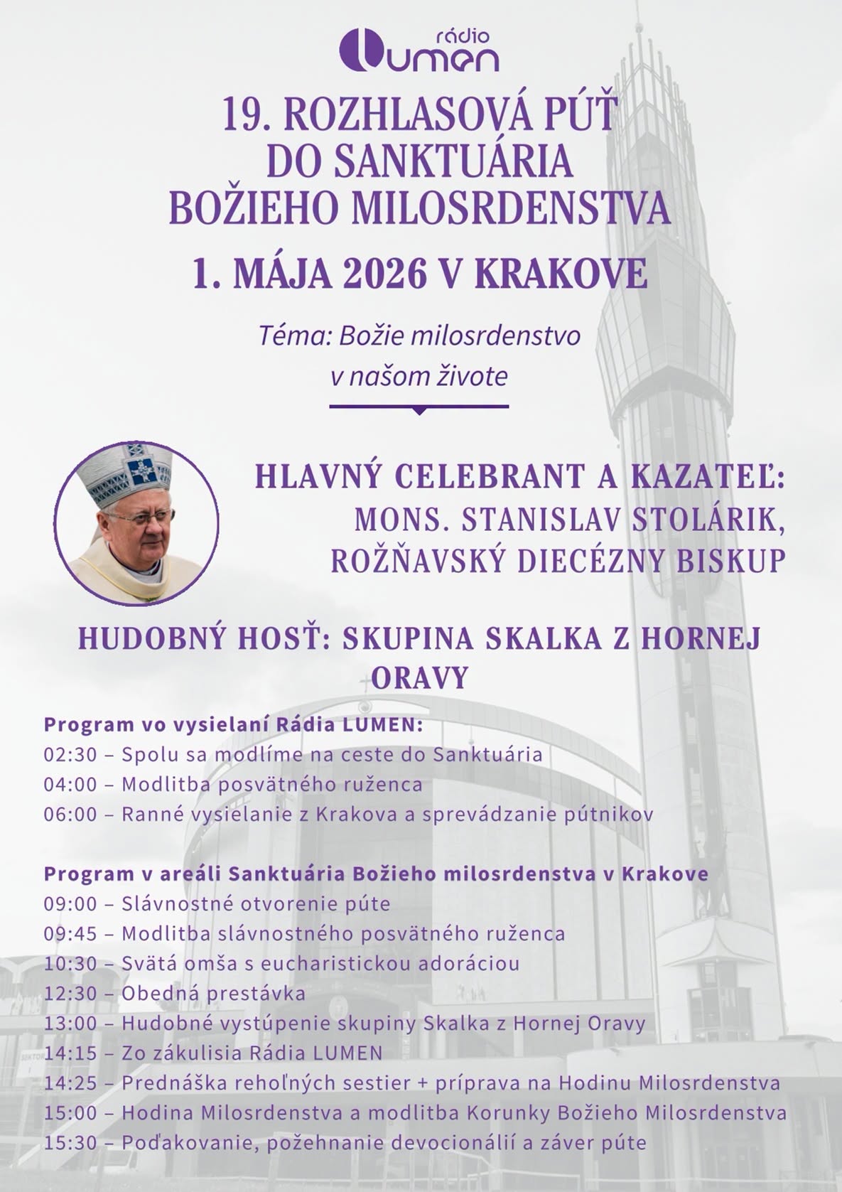 19. rozhlasová púť Rádia Lumen do Sanktuária Božieho milosrdenstva v Krakove