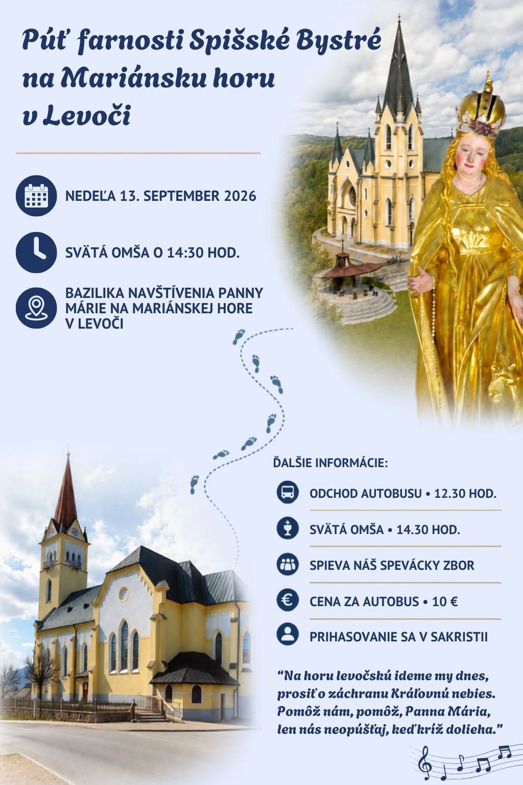 PÚŤ FARNOSTI SPIŠSKÉ BYSTRÉ NA MARIÁNSKU HORU V LEVOČI