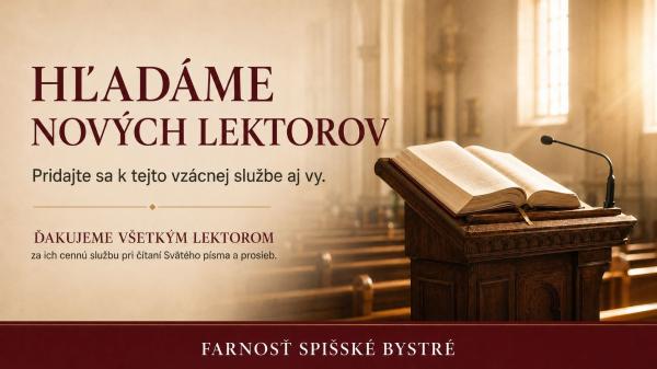HĽADÁME NOVÝCH LEKTOROV