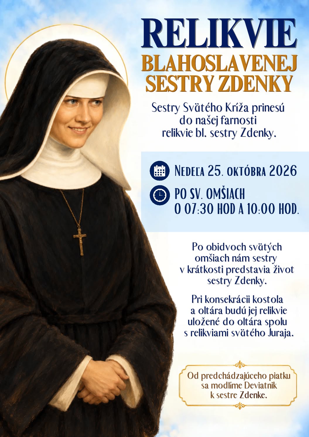PRIVÍTAME RELIKVIE BLAHOSLAVENEJ SESTRY ZDENKY