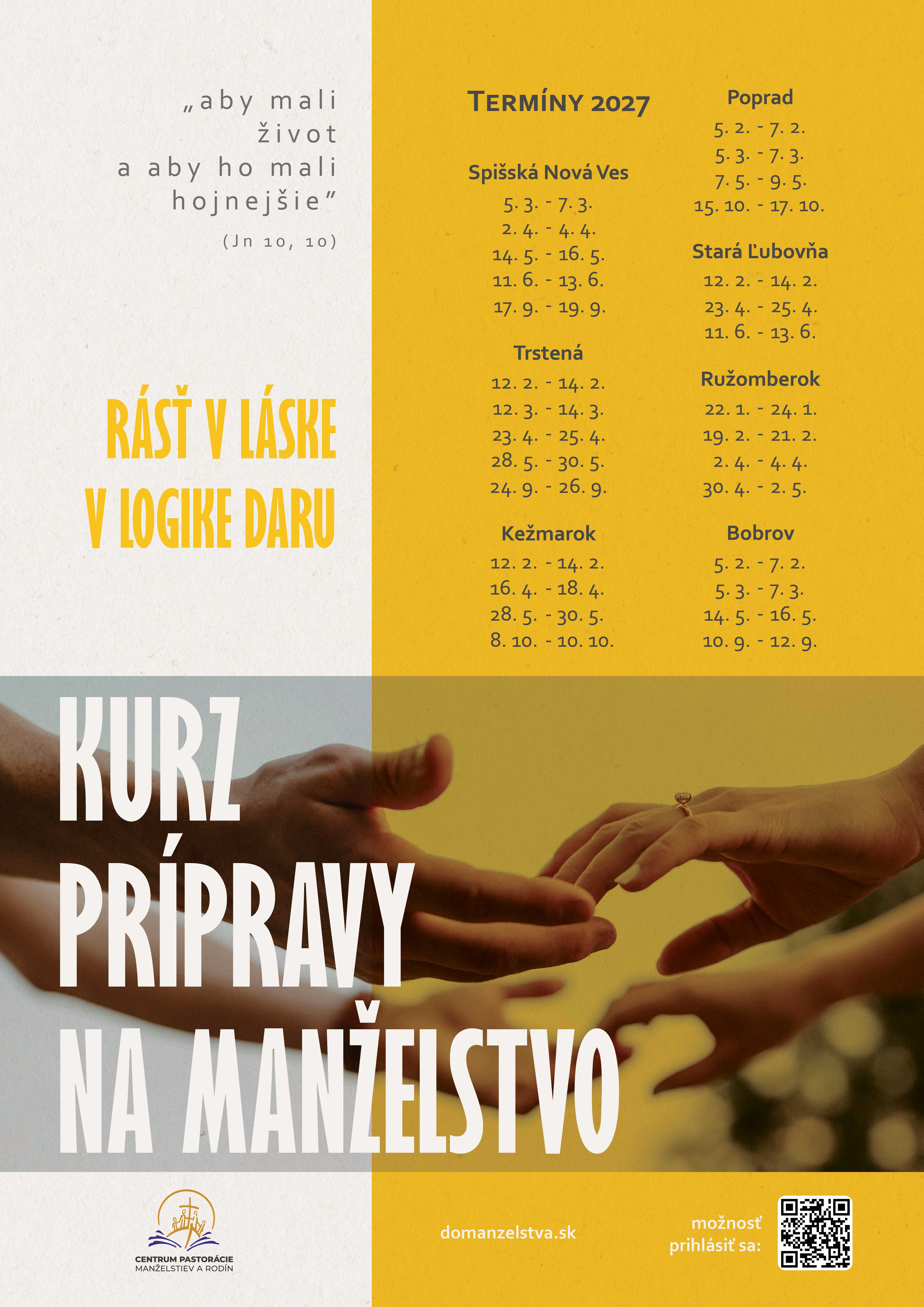 Kurzy prípravy na manželstvo v roku 2027
